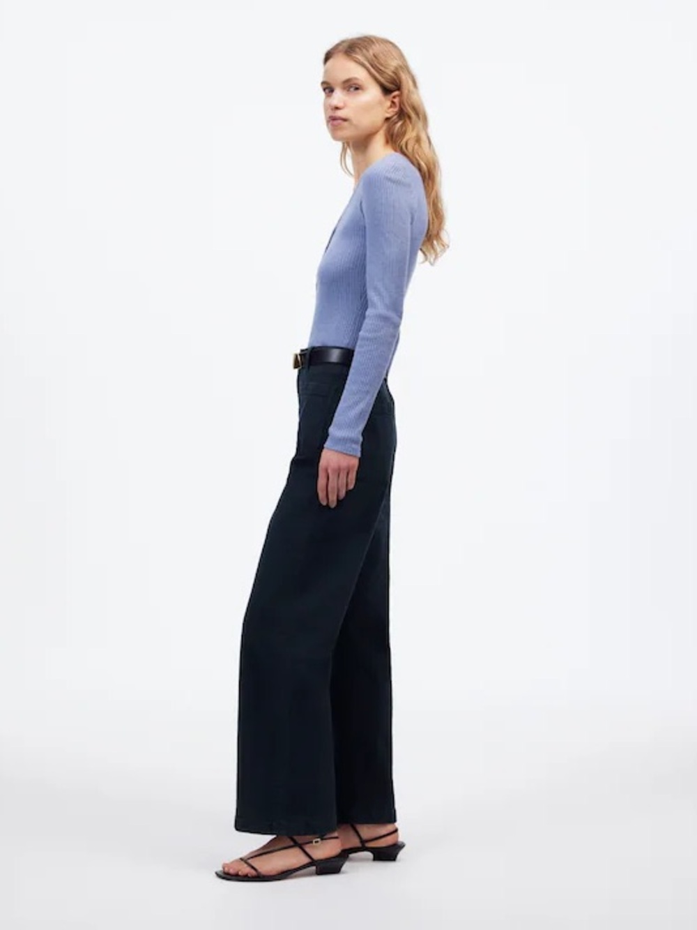 Madewell Dark Navy Wide-Leg High-Rise Pants